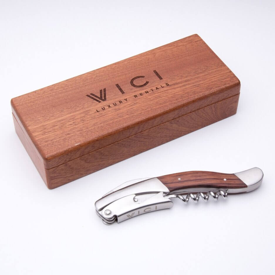 Michelangelo corkscrew in custom wood gift box closed